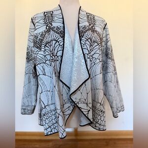 Chico's Reversible Taupe Wool Blend with Brown and Silver Pattern #114